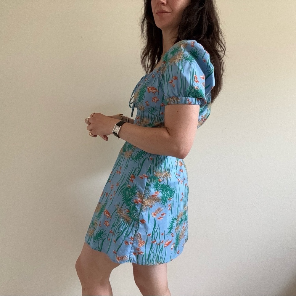HVN Mini Holland Dress Ocean Fish Print 10 - Picture 2 of 15